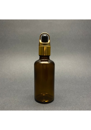 Amber Cam Damlalıklı Şişe  Sepet Model Metalik Kapak  50 ML