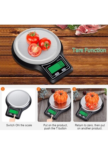 Createtech Terazisi Terazisi Tavası Tartım Paslanmaz Mutfak Gıda Elektronik Dijital Çelik Rt Siyah
