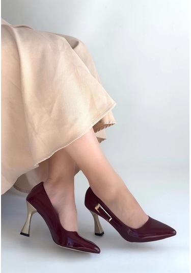 Biçomi Motya Bordo Rugan Topuklu Ayakkabı Çok Renkli