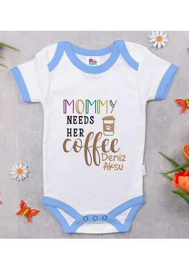 Bitmeyenkartus Bk Kids Kişiye Özel Mavi Bebek Body Zıbın - Model 53 Çok Renkli