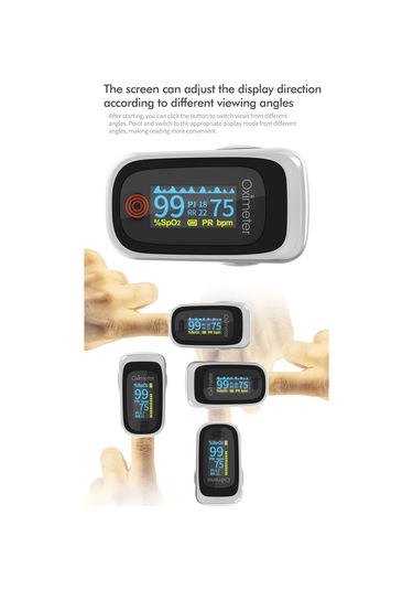 Kiuzou Tıbbi Taşınabilir Parmak Pulse Kan Oksijen Nabız Doygunluk Ölçer Ole 130rb03 Silver White