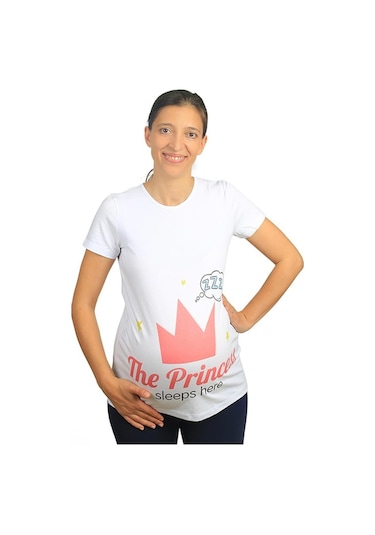 Mummy's Baby Hamile Tişört Princess Beyaz 8591