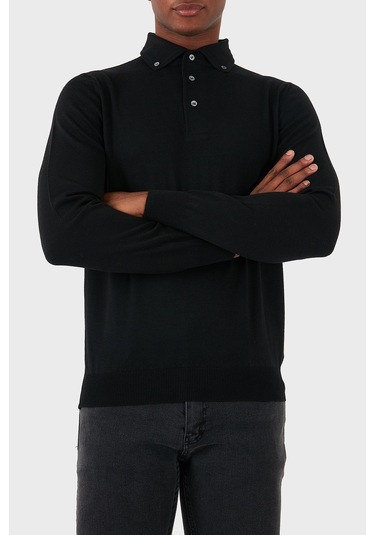 Gran Sasso Erkek Polo Yaka Sweat 57163 14293 099 Siyah Siyah