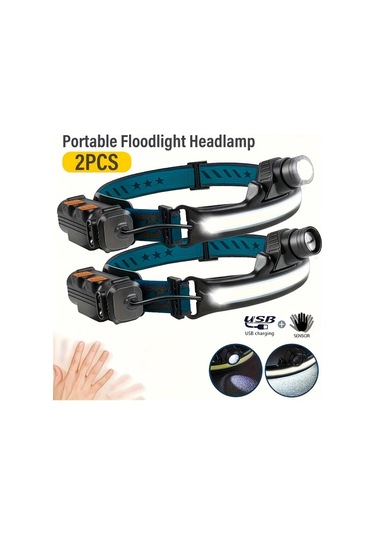 Xuweiwei 2 Adet Lihangstar Dis Mekan Led Kafa Lambasi Hareket Sensorlu Usb Sarj Edilebilir 6 Aydinlatma Modu Kampcilik Is Icin 18650 Pil Usb Kablo Bakır - Siyah