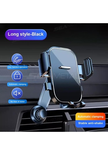 Seametal Yerçekimi Ayarlanabilir 360 Derece Döndürme Havalandırma Klipsi Araba Telefon Tutucu Montajı Siyah