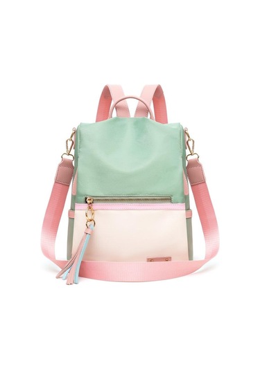 Yeşil Yogodlns Kadın Kızın Patchwork Kontrast Renk Naylon Sırt Çantası Seyahat Okul Çantası Omuzdan Askili Çanta Sırt Çantası Sırt Çantası Yeni Yeşil