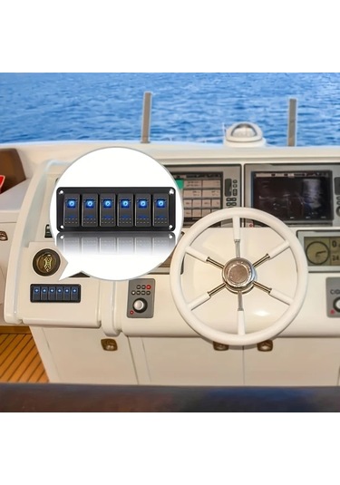 Xuweiwei 6 Haneli Mavi Işıkla 6 Pozisyonlu Rocker Anahtar Paneli Araba Karavan Yat Off-road Arac İçin