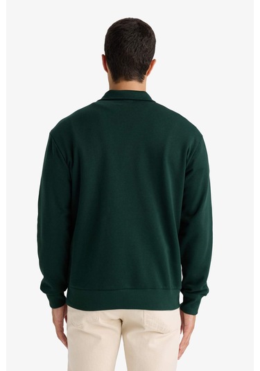 Defacto Regular Fit Dik Yaka Yarım Fermuarlı Basic Düz Sweatshirt X7405az25augn852 Yeşil