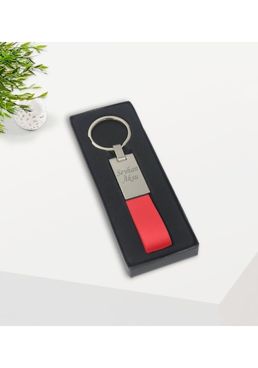 Kişiye Özel Kırmızı Touchpen Tükenmez Kalem Ve Deri Anahtarlık He