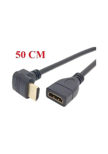 Alfais 4666 Hdmi Dişi Erkek Uzatma 90 Derece Dirsek Kablosu 0.5 Metre