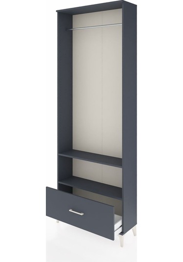 Arges Dolap 2 Raflı Tek Çekmeceli Tek Askılı 88x30x243 Antrasit-antrasit Antrasit