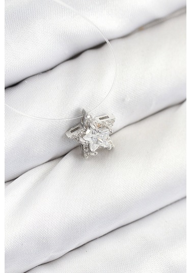 Misineli Yıldız Model Gümüş Renk Hayalet Kolye Çok Renkli