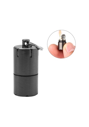 Springsun Küçük Metal Kerosene Çakmak - Dayanıklı Konstruksiyon, Yakıt Buharlaşmasını Engeller, Anahtar Zincirine Takılabilir - Siyah Siyah