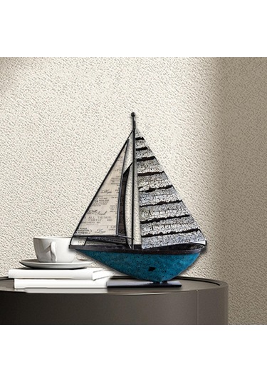 Suntek Yelkenli Tekne Dekor El Sanatları Metal Gemi 20x7x27cm
