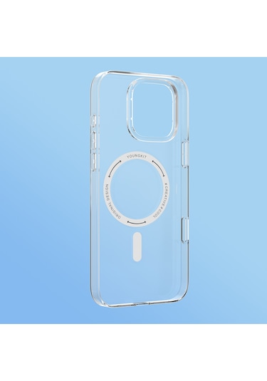 İphone 16 Pro Uyumlu Kılıf M-safe Şarj Özellikli Youngkit Ice Serisi Kapak Şeffaf