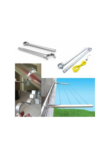 Toptancı Kapında Cetinel Küpeşte Balkon Çamaşır Kurutma Askılığı Yuvarlak Çamaşır Askısı Gri