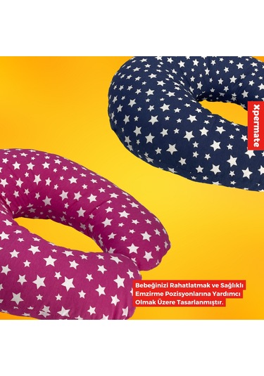 Xpermate Bebek Emzirme Yastığı,destek Minderi Yıldızlı Lacivert