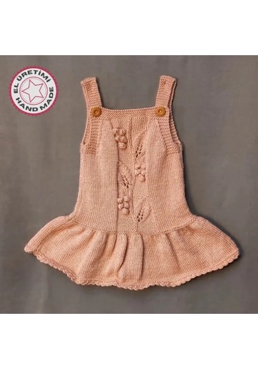 Uretti - Talia 8659 - 6199 El Örgüsü Kız Çocuk Jile Elbise - 2 Yaş Gülkurusu