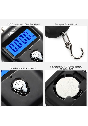 Ximistore9 "25kg Hassas Taşınabilir El Terazisi - Çok Amaçlı Kanca Tartı Pil Dahil Değil "