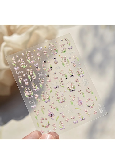 1 Adet 5d Japon Pembe Petal Kabartmalı Nail Art Etiketler Zarif Retro Çiçek Kendinden Yapışkanlı Transfer Tırnak Süslemeleri Çıkartmaları Dıy Blueviolet