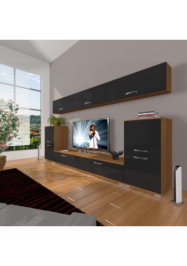Decoraktiv Eko 9 Slm Std Tv Ünitesi Tv Sehpası Ceviz - Siyah