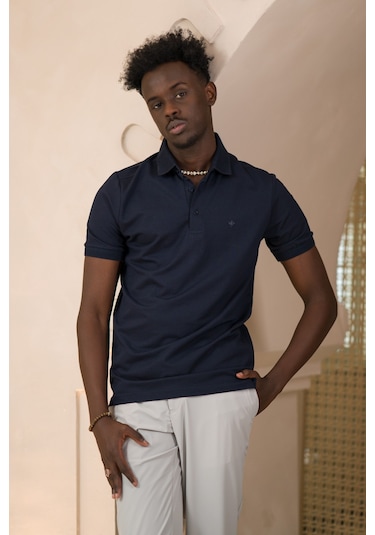 Paul Martin Örme Polo Yaka Regular Fit Pamuklu Ve Likralı T-shirt Lacivert