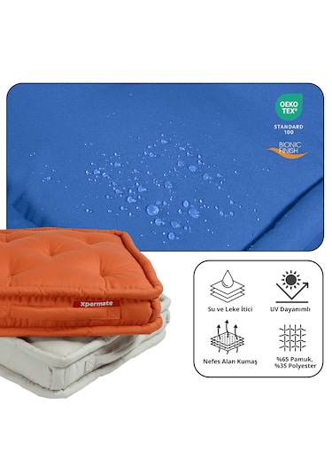 Xpermate Bisküvi Minder Petek Önü Fransız 45x45x14 Mavi