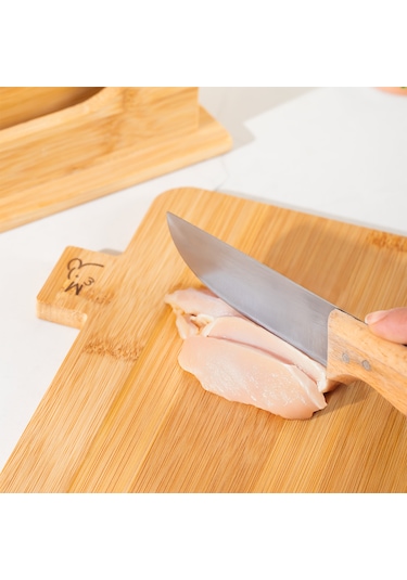 Porsima 16668 Piero Bambu 3'lü Standlı Kesme Tahtası Kesim Panosu