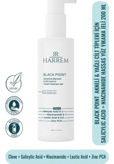 Harrem Black Point Akneli Ve Yağlı Cilt İçin Yüz Yıkama Jeli 200 HARREM.040