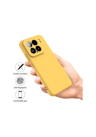 Xiaomi 15 İçin Düz Renk Sıvı Silikon Düşmeye Dayanıklı Tam Kapsama Telefon Kılıfı Sarı