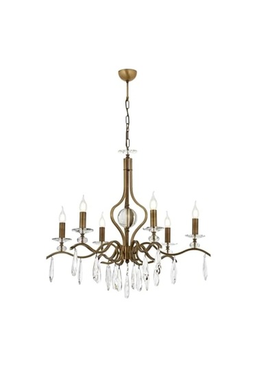 Klasik Avize, 80 Cm Metal Kristal Eskitme Kaplama 01G Taba