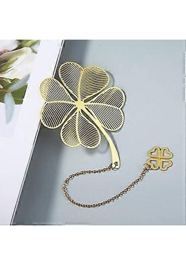 4 Adet Zincirli Metal Kitap Ayracı, Altın Kesim