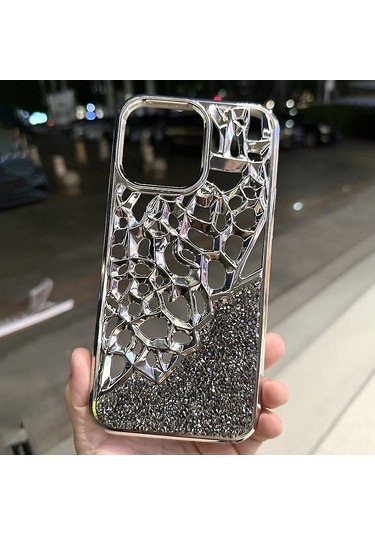 İphone 15 İçin Elmas Stil Delikli Isı Dağıtıcı Elektroliz Kaplamalı Tpu Telefon Kılıfı Çok Renkli
