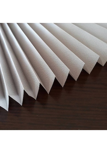 Kidmex Yapıştırma Sistem Cam Balkon Perdesi Beyaz Plise Perde Delik Yok - Ofis Perdesi - Mutfak Perdesi