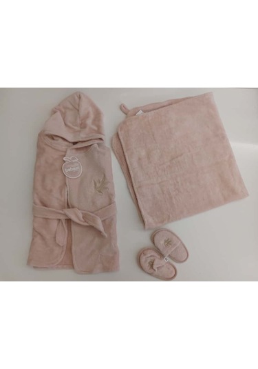 Bebessi %100 Pamuk Bornoz Seti Pudra Pembe Bbss.ppmb.3980 Pembe