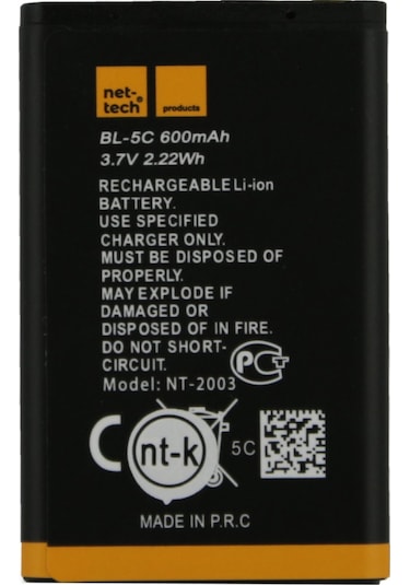 Nokia Bl-5C için Nettech 600 Mah Lityum-Lion Batarya