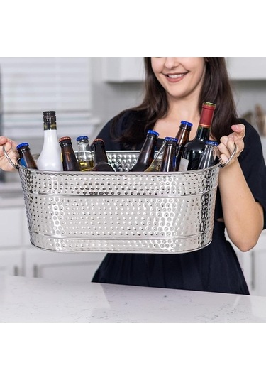Flybuy Suntek Galvanizli Şarap Soğutma Buz Kovası, Şampanya Için, Partiler İçin, Kullanışlı Ve Dayanıklı Arjantin