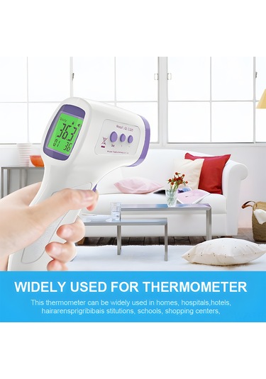 Wezone Beyaz Dışarıdan Dokunmayan Entegre Termometre: Lcd Ekran, 3 Renkli Arka Işık, Sıcaklık Alarmı, C/ F Dönüşümü, 32 Veri Kaydı