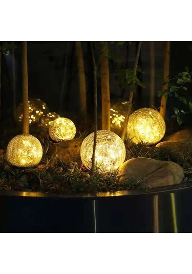 Moly Güneş Enerjili Çatlak Cam Toplu Bahçe Işığı - Ip65 Su Geçirmez, 8-10 Saat Süre, 30 Ledli Renkli, 2 Adet 12 Cm Paket Çok Renkli