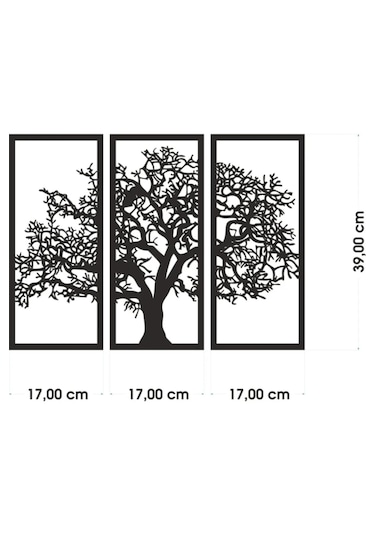 Sonbahar 3'lü Çınar Ağacı Tablo Mdf Üzeri Aynalı Gümüş Pleksi