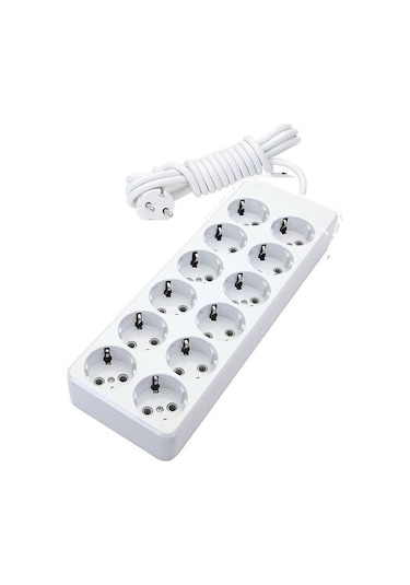 De-pa Topraklı Grup Priz 12'li 2 Mt Kablolu 3x1,5