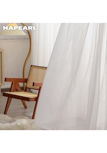 Beyaz 1 Adet Napearl Modern Avrupa Tarzı Zarif Örtü Tül Perdeler Yatak Odası Yumuşak Dokulu Tül Sırf Perde Oturma Odası İçin W100cm X L250cm
