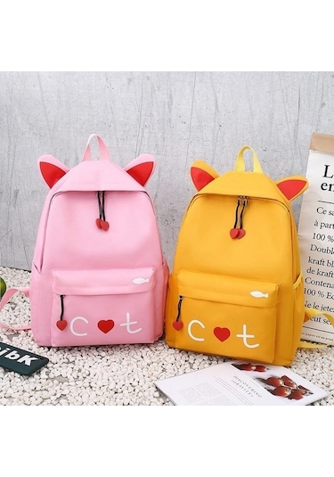 Ebitda Pembe 4 Parça Set Genç Kızlar İçin Çantaları Sevimli Baskı Kadın Sırt Çantası Yüksek Kaliteli Sırt Çantası Kadın Omuz Çantaları Kırmızı Desenli Alternatif Seçenek Pembe