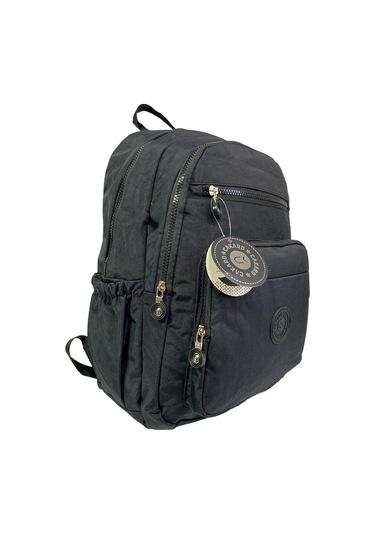 Su Geçirmez Kaliteli Astarlı Krinkıl Kumaş Unisex Iki Gözlü Okul Spor Seyahat Sırt Çantası 30x38cm Siyah