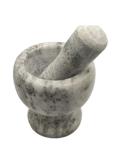 Diperla Açık Gri Marmara %100 Doğal Mermer Havan Sarımsak Dövecek