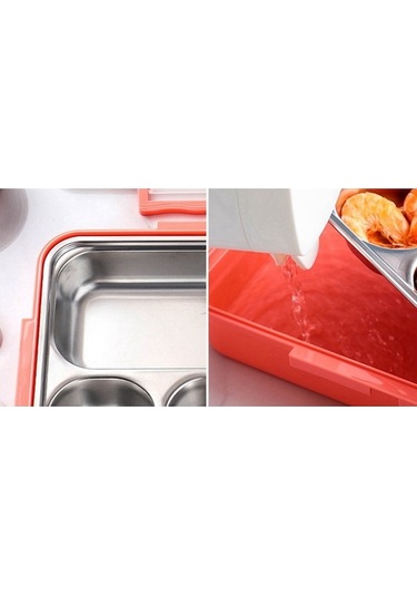 Ulzyvf Yemek Termos Seti Mavi, Çelik Bölmeli, Paslanmaz, 5 Cm, Pratik Kutuda Mavi