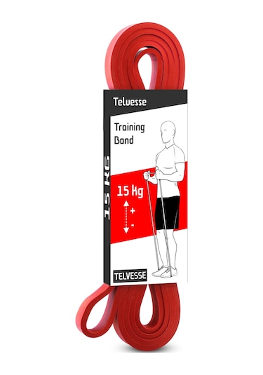 15 Kg Direnç Bandı Kas Geliştirme Lastiği Fitness Pilates Cross Training Bant Kırmızı - Orta Sert Kırmızı