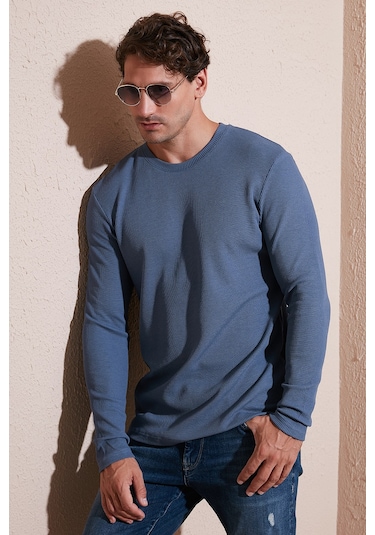 Buratti Pamuklu Bisiklet Yaka Slim Fit Basic Erkek Sweat 5905073 Koyu Gri