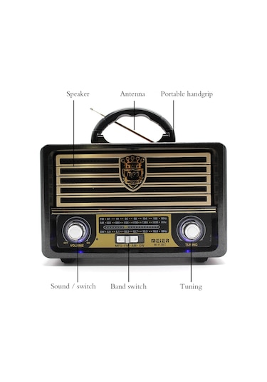 Meier M-113Bt Nostaljik Usb-Tfcard-Bluetooth Destekli Fm Radyo