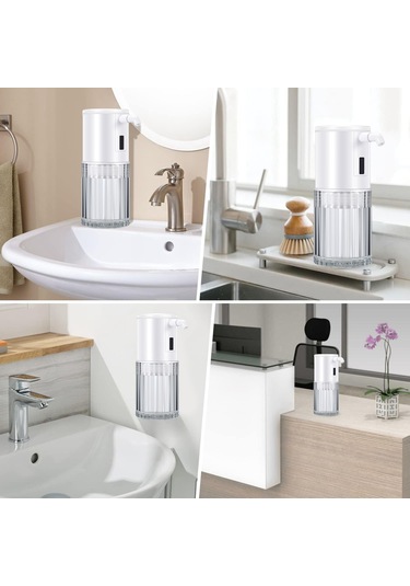 Xiaaokeji Otomatik Sabunluk, 350ml Temassız Şarj Edilebilir Sabunluk Beyaz